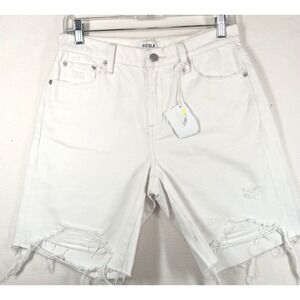 Pistola‎ Devin Mom Shorts Sz 25 High Rise White Distressed 90s Skater Kelly Fit